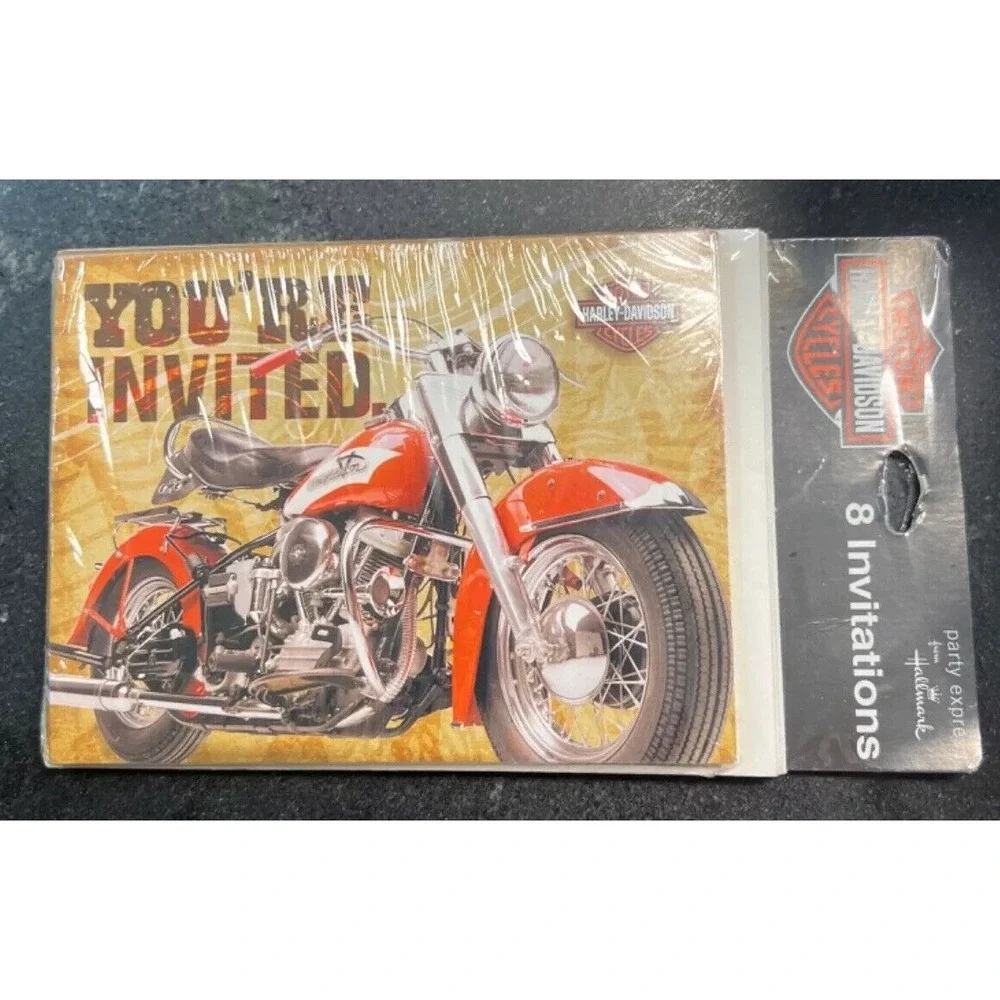 HARLEY-DAVIDSON 8 INVITATIONS CARDS /PARTY EXPRESS FROM HALLMARK‎ NEW